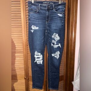 AEO high rise distressed jegging.